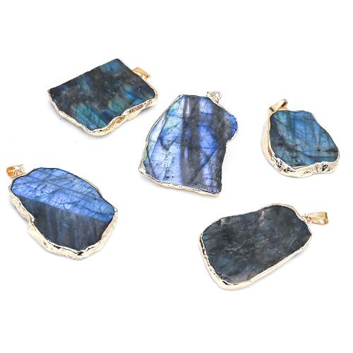 Labradorite Pendants, with Zinc Alloy, irregular, random style & DIY, pendant size 40-70mm 