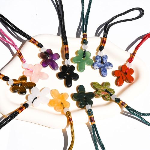 Hanging Ornaments, Gemstone, with Polyester Cord, Flower flower size 31*35mm, rope length 14cm 