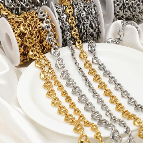 Stainless Steel Chain Jewelry, 304 Stainless Steel, Heart, plated, DIY 