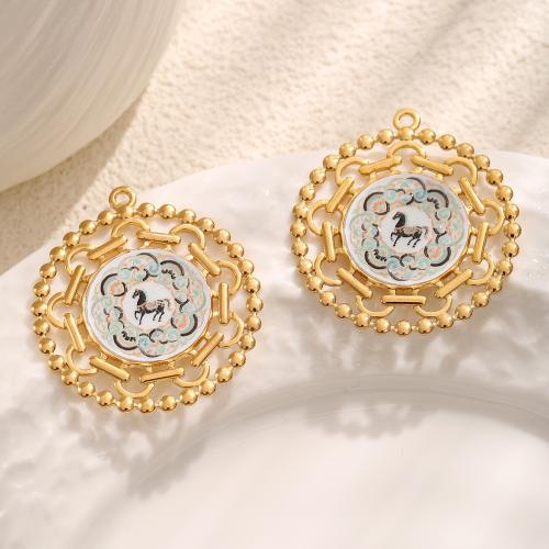 Enamel Stainless Steel Pendant, 304 Stainless Steel, gold color plated, DIY 