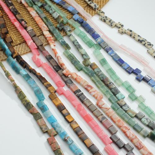 Single Gemstone Beads, Geometrical Pattern, polished, DIY Approx 38 cm 