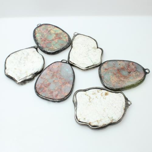 Gemstone Zinc Alloy Pendants, with Zinc Alloy, irregular, plated, DIY 