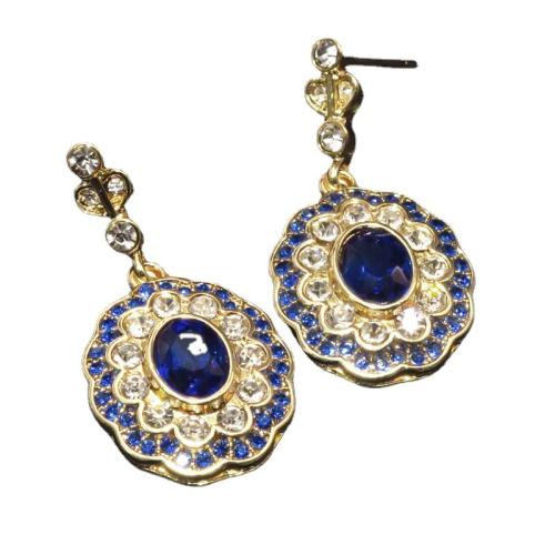 Zinc Alloy Drop Earring, with Crystal, Flower, gold color plated, fashion jewelry & micro pave cubic zirconia & for woman 