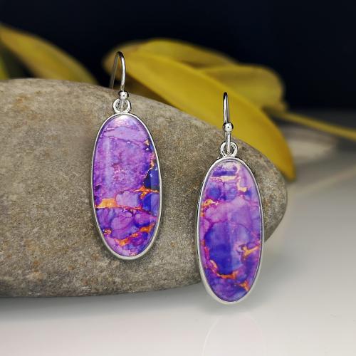 alliage de zinc Boucle d'oreille goutte, avec Gemme synthétique, ovale, Placage de couleur platine, bijoux de mode & pour femme Vendu par paire