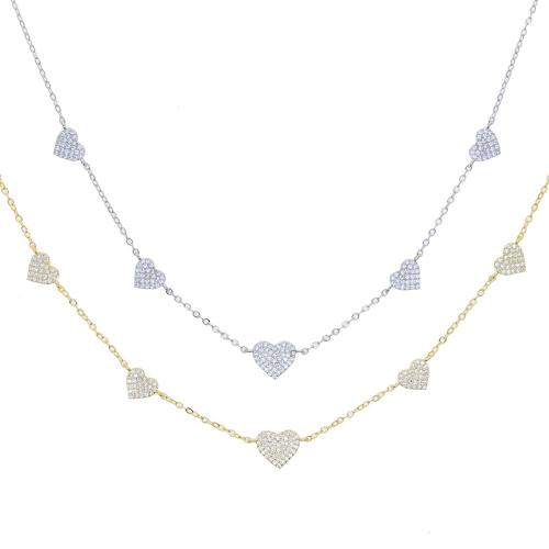 laiton collier, avec 10cm chaînes de rallonge, Placage, styles différents pour le choix & pavé de micro zircon & pour femme Environ 35 cm, Vendu par PC