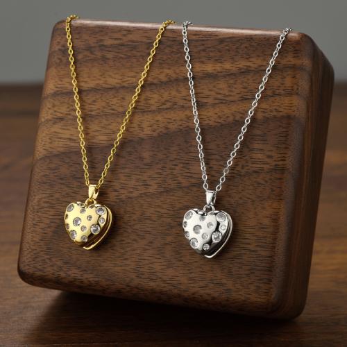 Collier de bijoux de titane, Acier titane, avec perle de plastique, avec 5cm chaînes de rallonge, coeur, Placage, chaîne ovale & pour femme & avec zircone cubique, plus de couleurs à choisir Environ 40 cm, Vendu par brin