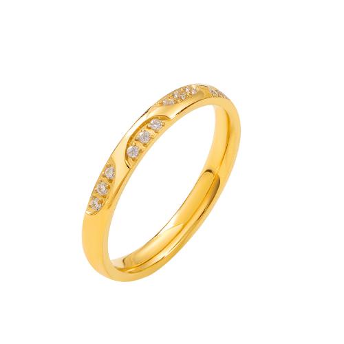 Acier inoxydable 304 bague, Placage, unisexe & normes différentes pour le choix & avec strass, plus de couleurs à choisir Vendu par PC