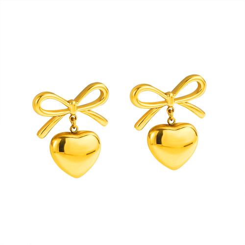 304 Stainless Steel Drop Earring, Bowknot, plated, vintage & for woman 