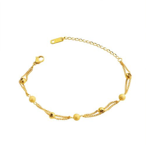 acero inoxidable 304 Pulsera, con 5cm extender cadena, chapado en color dorado, Doble capa & Joyería & para mujer, longitud:aproximado 17 cm, Vendido por UD
