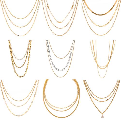 Fashion Multi Layer Necklace, Stainless Steel, plated, multilayer & for woman 