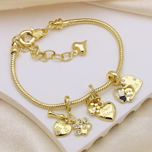 Colgantes de Europeo de latón, metal, chapado en color dorado, Bricolaje & diferentes estilos para la opción & micro arcilla de zirconia cúbica & esmalte, más colores para la opción, Vendido por UD[