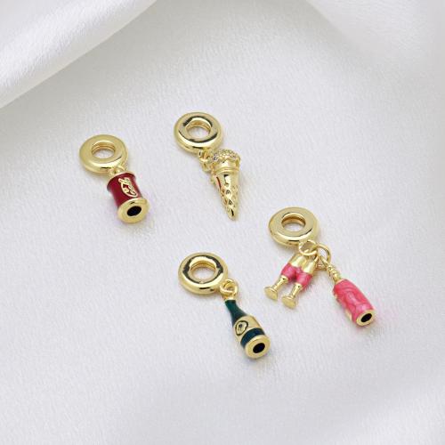 Colgantes de Europeo de latón, metal, chapado en color dorado, Bricolaje & diferentes estilos para la opción & micro arcilla de zirconia cúbica & esmalte, más colores para la opción, Vendido por UD[