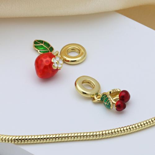 Colgantes de Europeo de latón, metal, chapado en color dorado, Bricolaje & diferentes estilos para la opción & micro arcilla de zirconia cúbica & esmalte, más colores para la opción, Vendido por UD[