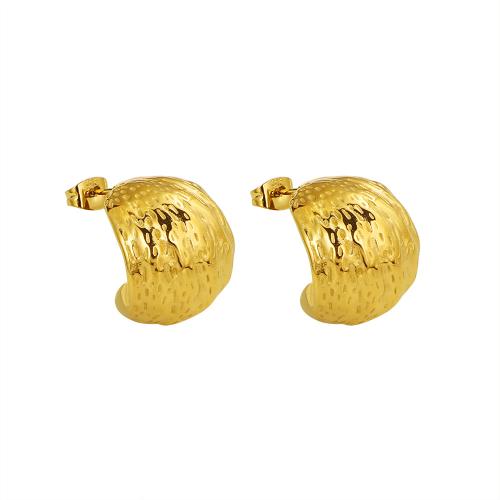 Acier inoxydable 304 boucle d oreille dormeuse, Placage de couleur d'or, bijoux de mode & pour femme, 16mm, Vendu par paire