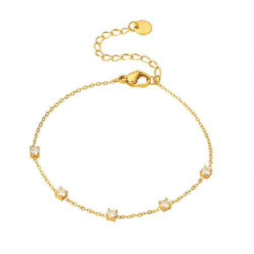 acero inoxidable 304 Pulsera, con 5cm extender cadena, chapado, Joyería & micro arcilla de zirconia cúbica & para mujer, más colores para la opción, longitud:aproximado 16 cm, Vendido por UD