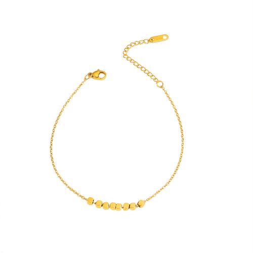 Acier inoxydable 304 bracelet de cheville, avec 5cm chaînes de rallonge, cadre, Placage de couleur d'or, bijoux de mode & pour femme Environ 20 cm, Vendu par PC