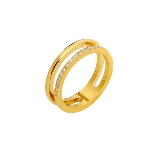 Acier inoxydable 304 bague, Placage, Double couche & normes différentes pour le choix & pavé de micro zircon & pour femme, plus de couleurs à choisir Vendu par PC[