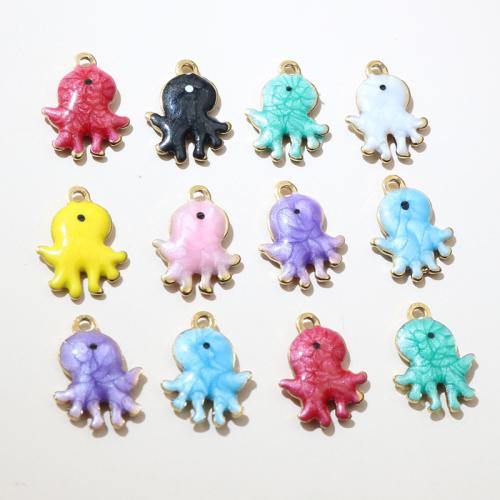 Enamel Stainless Steel Pendant, 304 Stainless Steel, Octopus, gold color plated, DIY 