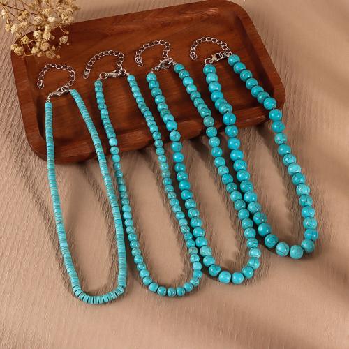 turquoise synthétique collier, avec alliage de zinc, avec 2.56inch chaînes de rallonge, fait à la main, styles différents pour le choix & pour femme Environ 15.94 pouce, Vendu par PC
