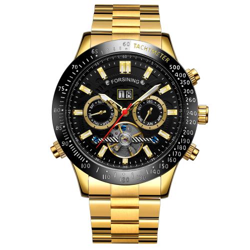 Zinc Alloy Watch Bracelet, with Glass & 304 Stainless Steel, Round, plated, Chinese movement & for man Approx 200 mm 