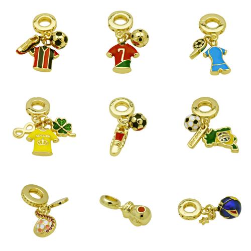 Colgantes de Europeo de latón, metal, chapado en color dorado, Bricolaje & diferentes estilos para la opción & micro arcilla de zirconia cúbica & esmalte, más colores para la opción, Vendido por UD