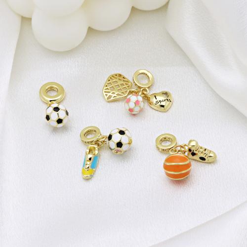 Colgantes de Europeo de latón, metal, chapado en color dorado, Bricolaje & diferentes estilos para la opción & micro arcilla de zirconia cúbica & esmalte, más colores para la opción, Vendido por UD