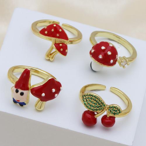 Messing Fingerring, goldfarben plattiert, einstellbar & verschiedene Stile für Wahl & Micro pave Zirkonia & für Frau & Emaille, keine, verkauft von PC