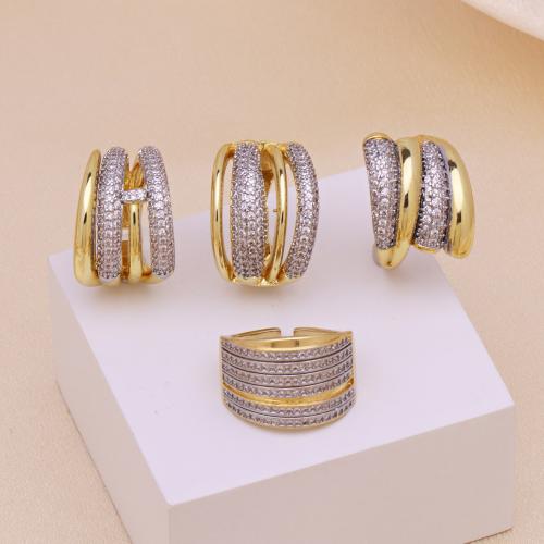 Zircon pavent l'anneau en laiton de doigt, Placage, réglable & styles différents pour le choix & pavé de micro zircon & pour femme, plus de couleurs à choisir, Vendu par PC