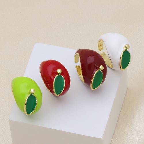 Messing Fingerring, goldfarben plattiert, einstellbar & für Frau & Emaille, keine, 17mm, verkauft von PC