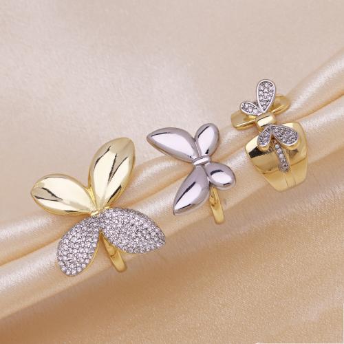 Zircon pavent l'anneau en laiton de doigt, Placage, réglable & styles différents pour le choix & pavé de micro zircon & pour femme, plus de couleurs à choisir, Vendu par PC