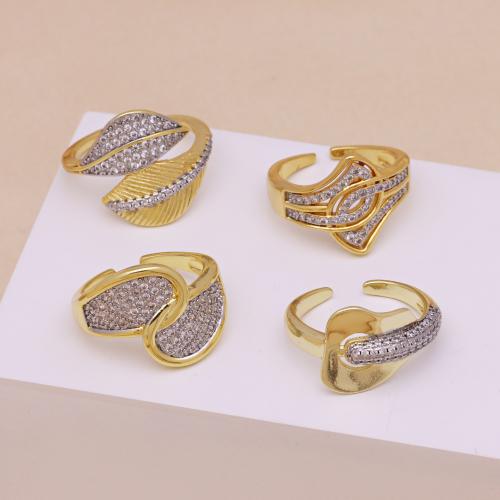 Befestigter Zirkonia Messingring Fingerring, Messing, plattiert, verschiedene Stile für Wahl & Micro pave Zirkonia & für Frau, keine, verkauft von PC[