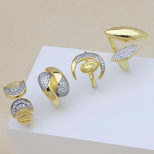 Befestigter Zirkonia Messingring Fingerring, Messing, plattiert, verschiedene Stile für Wahl & Micro pave Zirkonia & für Frau, keine, verkauft von PC[