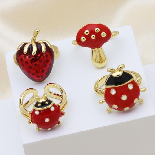 Messing Fingerring, plattiert, verschiedene Stile für Wahl & für Frau & Emaille, keine, verkauft von PC