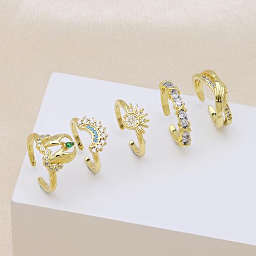 Befestigter Zirkonia Messingring Fingerring, Messing, plattiert, verschiedene Stile für Wahl & Micro pave Zirkonia & für Frau, keine, verkauft von PC[