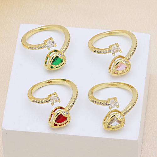 Befestigter Zirkonia Messingring Fingerring, Messing, Rose, 18K vergoldet, verschiedene Stile für Wahl & Micro pave Zirkonia & für Frau, keine, 14mm, verkauft von PC[