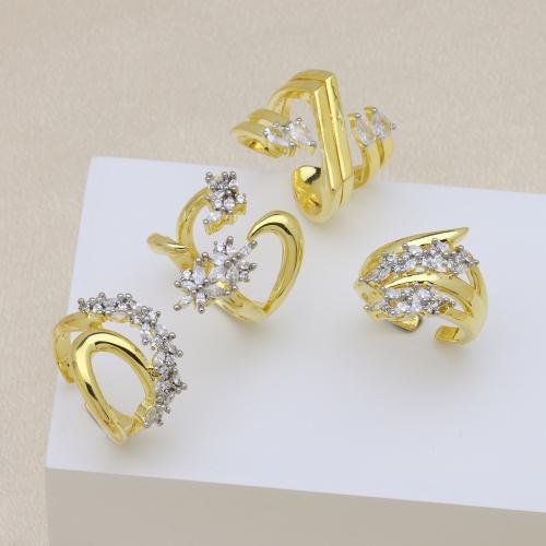 Befestigter Zirkonia Messingring Fingerring, Messing, plattiert, verschiedene Stile für Wahl & Micro pave Zirkonia & für Frau, keine, verkauft von PC[