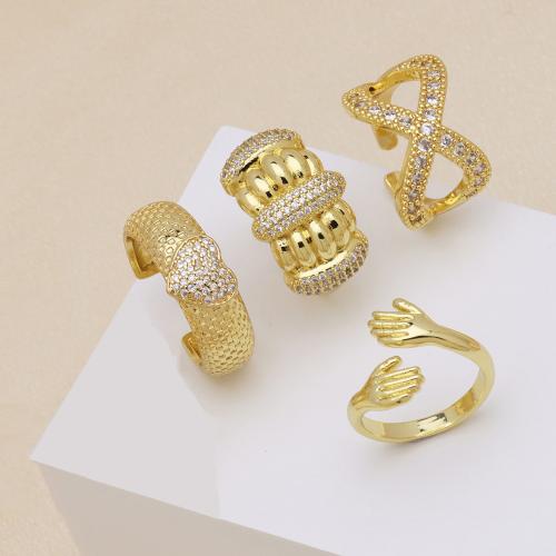 Befestigter Zirkonia Messingring Fingerring, Messing, 18K vergoldet, verschiedene Stile für Wahl & Micro pave Zirkonia & für Frau, keine, verkauft von PC[
