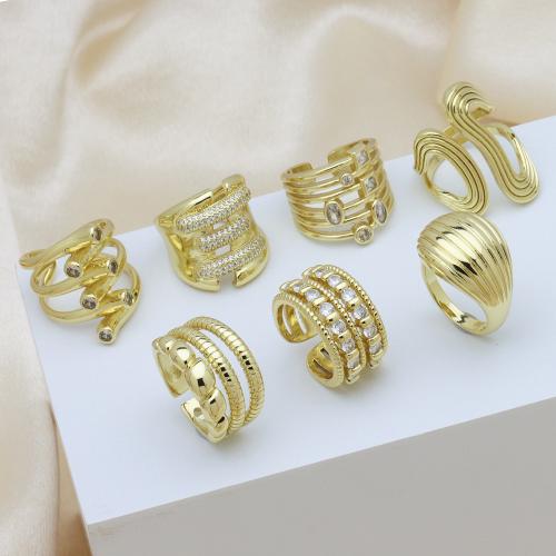 Befestigter Zirkonia Messingring Fingerring, Messing, 18K vergoldet, verschiedene Stile für Wahl & Micro pave Zirkonia & für Frau, keine, verkauft von PC[