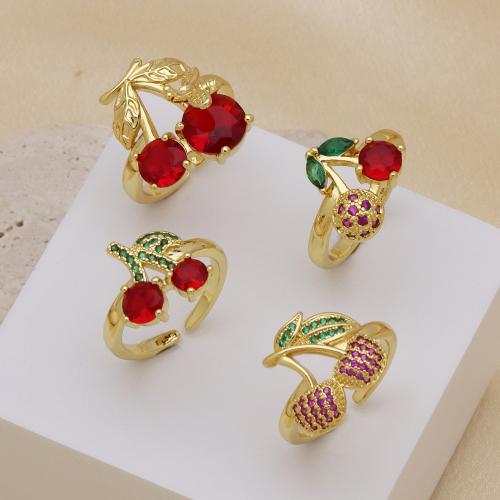 Zirkonia Messing Finger Ring, plattiert, einstellbar & verschiedene Stile für Wahl & Micro pave Zirkonia & für Frau, keine, verkauft von PC[