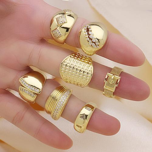 Befestigter Zirkonia Messingring Fingerring, Messing, 18K vergoldet, einstellbar & verschiedene Stile für Wahl & Micro pave Zirkonia & für Frau, keine, verkauft von PC[