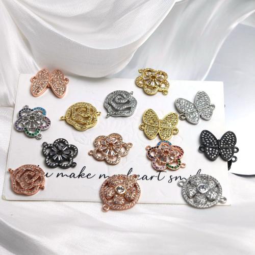 Cubic Zirconia Micro Pave Brass Connector, plated, DIY & micro pave cubic zirconia, connector size 10-30mm 