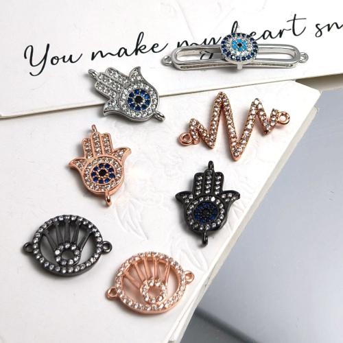 Cubic Zirconia Micro Pave Brass Connector, plated, DIY & micro pave cubic zirconia, connector size 10-30mm 