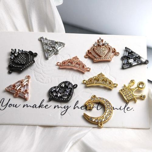 Cubic Zirconia Micro Pave Brass Connector, plated, DIY & micro pave cubic zirconia, connector size 10-20mm 