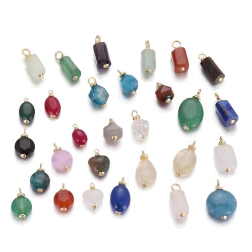 Gemstone Pendantifs en laiton, avec pierre gemme, Motif géométrique, Placage de couleur d'or, DIY & styles différents pour le choix, Vendu par PC