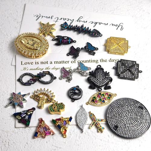 Cubic Zirconia Micro Pave Brass Connector, plated, DIY & micro pave cubic zirconia, connector size 10-40mm 