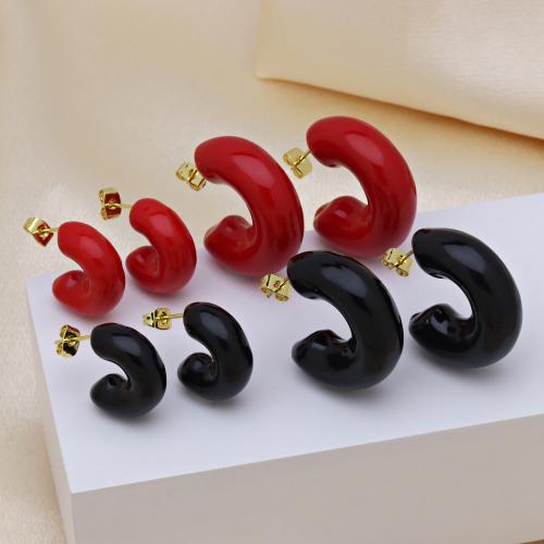 Messing Ohrstecker, goldfarben plattiert, verschiedene Größen vorhanden & für Frau & Emaille, keine, verkauft von Paar[