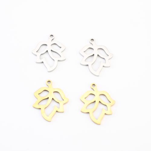Pendentif Feuille en acier inoxydable, Acier inoxydable 304, Placage, DIY & creux, plus de couleurs à choisir Vendu par lot