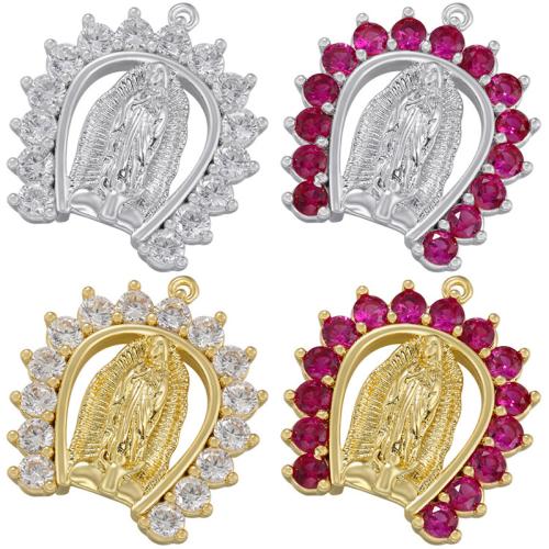 Cubic Zirconia Micro Pave Brass Pendant, Virgin Mary, plated, DIY & micro pave cubic zirconia 