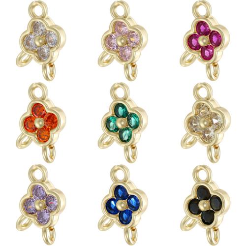 Cubic Zirconia Micro Pave Brass Pendant, Four Leaf Clover, plated, DIY &  & micro pave cubic zirconia 