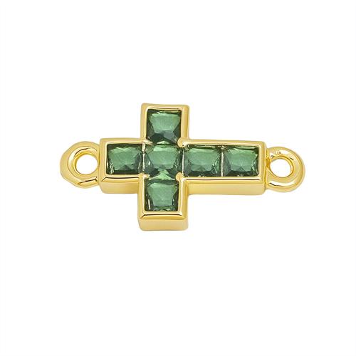 Cubic Zirconia Micro Pave Brass Connector, Cross, gold color plated, DIY & micro pave cubic zirconia 